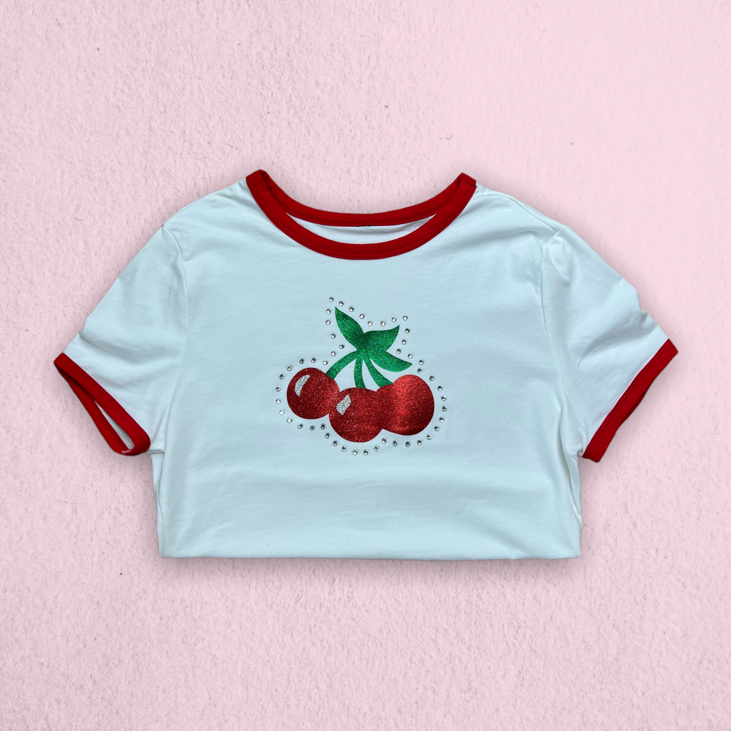 Cherry Glitter & Rhinestone T-Shirt