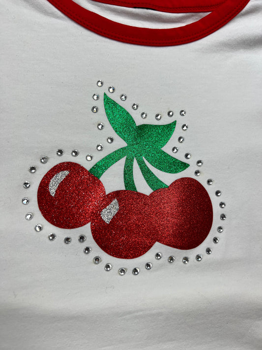 Cherry Glitter & Rhinestone T-Shirt